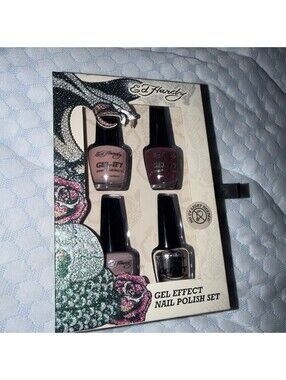 NEW Ed Hardy Gel Effect Nail Polish 4 Piece Set